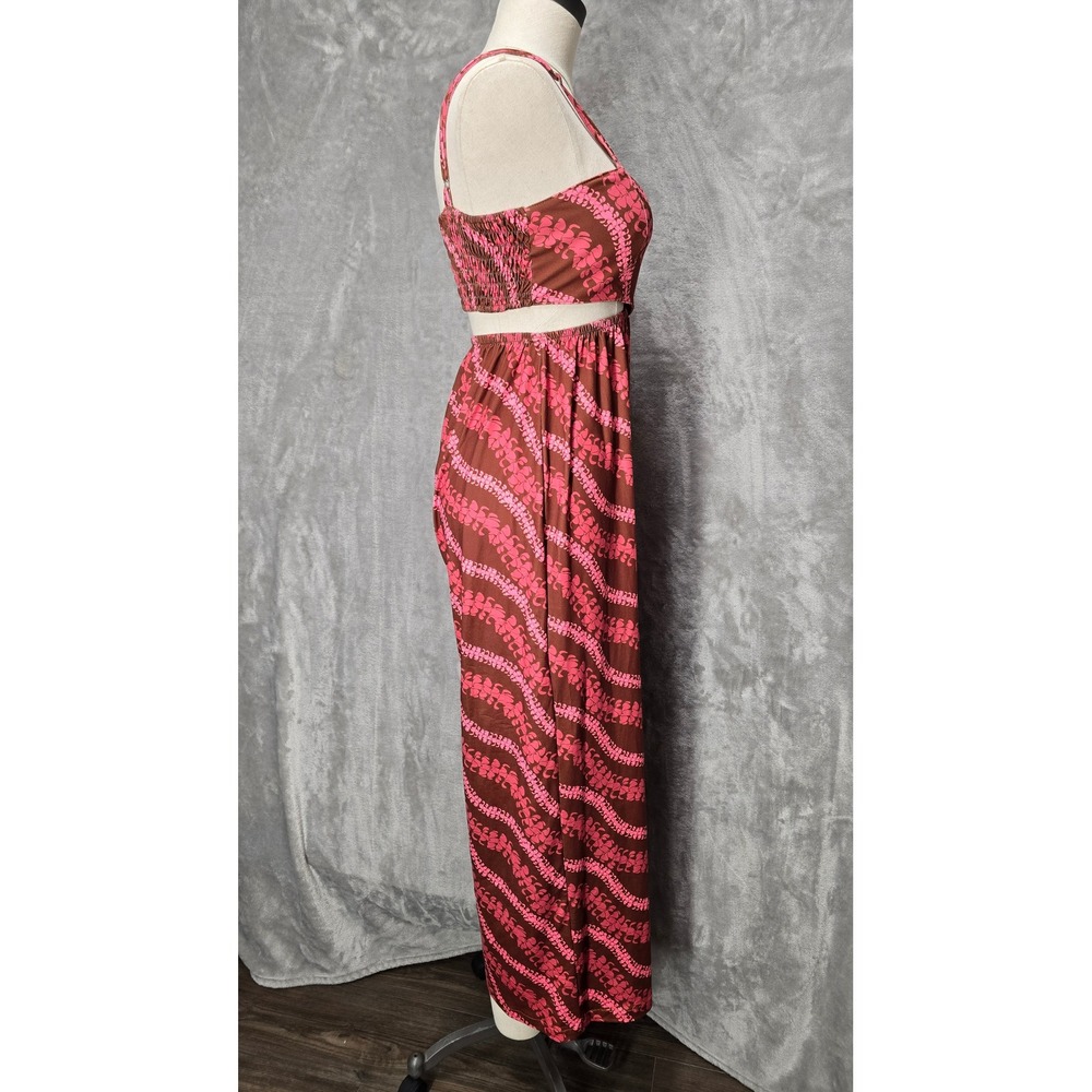 Lei Puakenikeni‎ Womens Nikki Jumpsuit XS Brown Pink Floral Sweet Honey Wide Leg - Picture 5 of 9
